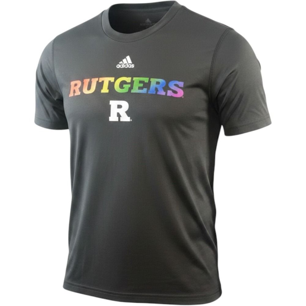 Adidas Rutgers Creator Tee Mens Medium Black Rainbow Graphic Shirt HM5748 NEW